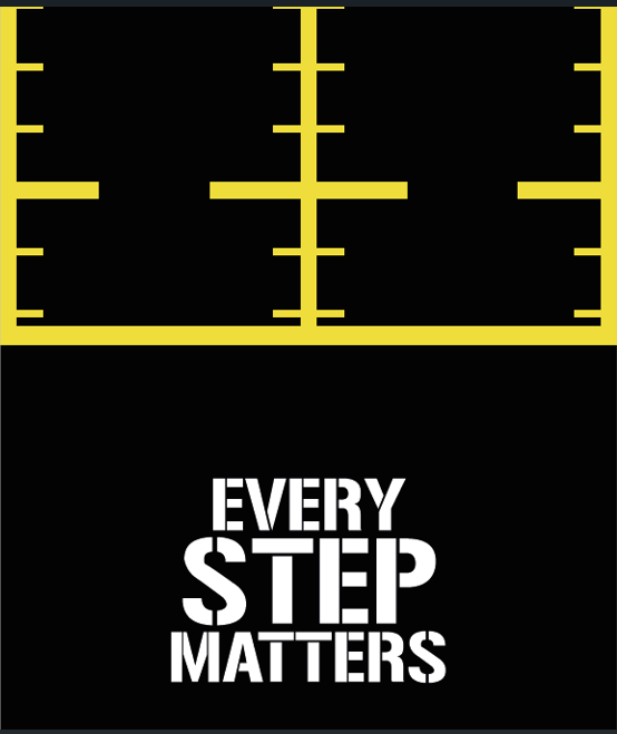 HybridTrail — pista nera con due corsie marcate in giallo e il claim Every Step Matters